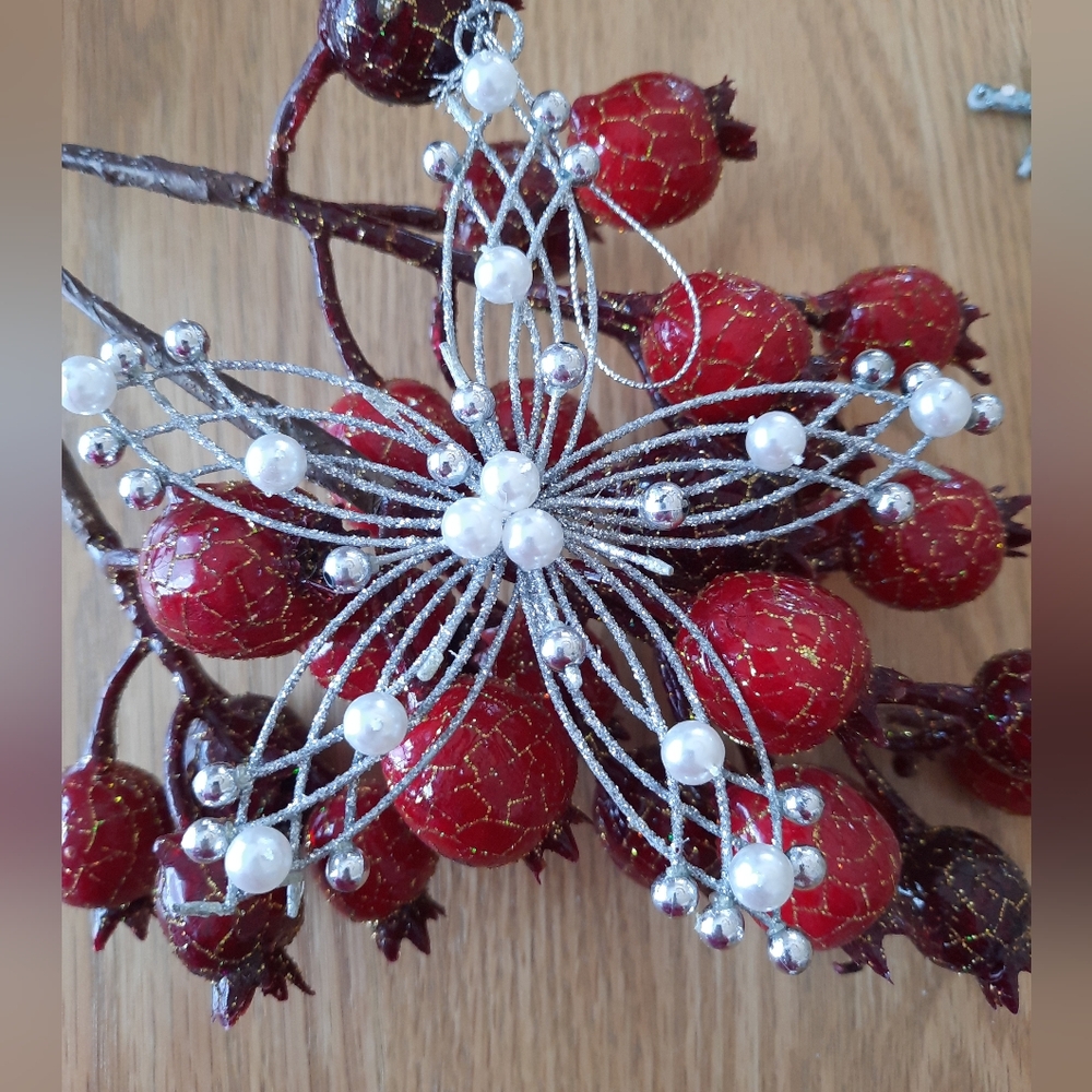 Christmas Ornament with Stones / Pearls and Upcycled / Crafted / handmade